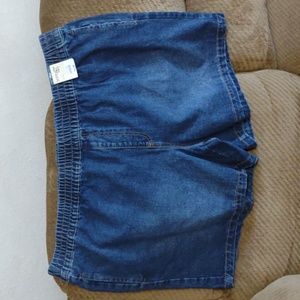 Terra & and Sky Women's high rise denim jean shorts blue Plus 3X 24W - 26W NEW!